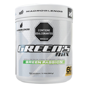 Macroblends Greens Mix Suplemento En Polvo Sabor Maracuyá Vegano 360g 60 Porciones