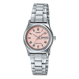 Reloj Casio Mujer Plateado Fondo Rosado Ltp-v006d-4budf
