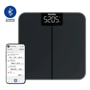 Bascula Isora Digital Con Bluetooth Moderna Minimalista Femmto 180 Kg Peso Corporal Baño Negro