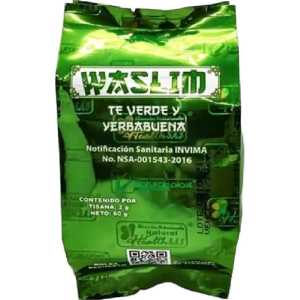 Té Verde Waslim Natural Plast Sabor Hierbabuena Saquitos Herbal